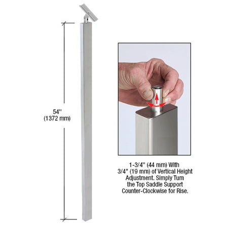 CRL P9BPSPS P9 Series Polished Stainless 54" Railing Post with Adjustable Saddle