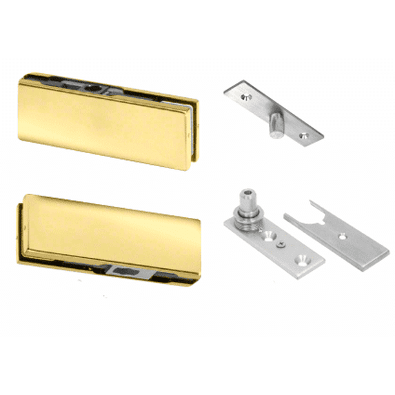 CRL PHA1BR Polished Brass North American Patch Door Kit - Without Lock