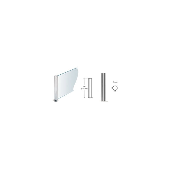 CRL PP0824LBS Brushed Stainless 24" Round PP08 Elegant Series Counter/Partition Corner Post