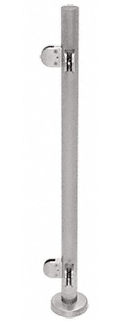 CRL PR42LBS Brushed Stainless 42" Steel Round Glass Clamp 90 Degree Corner Post Railing Kit