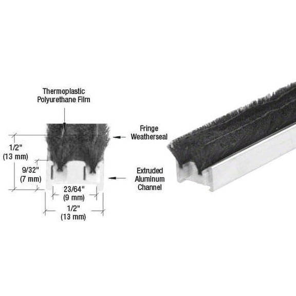 CRL R011G96L 96" Narrow Commercial Door Astragal with Weatherstrip Mill