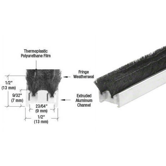 CRL R011G96L 96" Narrow Commercial Door Astragal with Weatherstrip Mill
