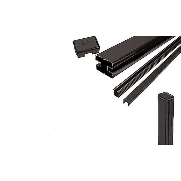CRL S48EKBL Matte Black AWS 2" x 2-5/8" Rectangular 180 Degree 48" End Post Kit