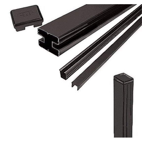 CRL S60EKBL Matte Black AWS 2" x 2-5/8" Rectangular 180 Degree 60" End Post Kit