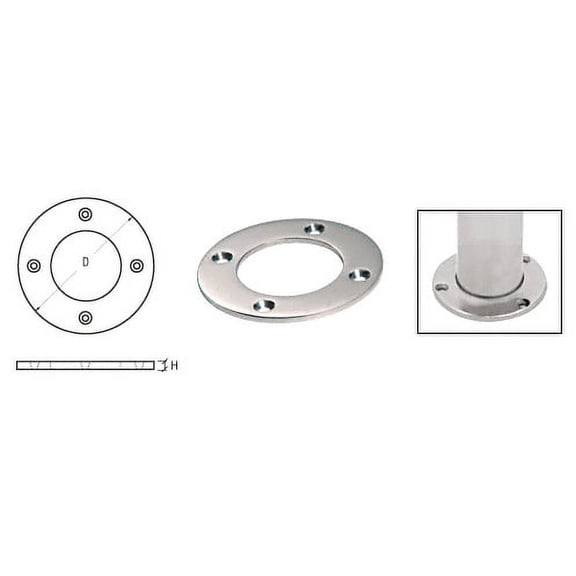 CRL SA28PS Polished Stainless Round Base Plate for 2" Round Tubing