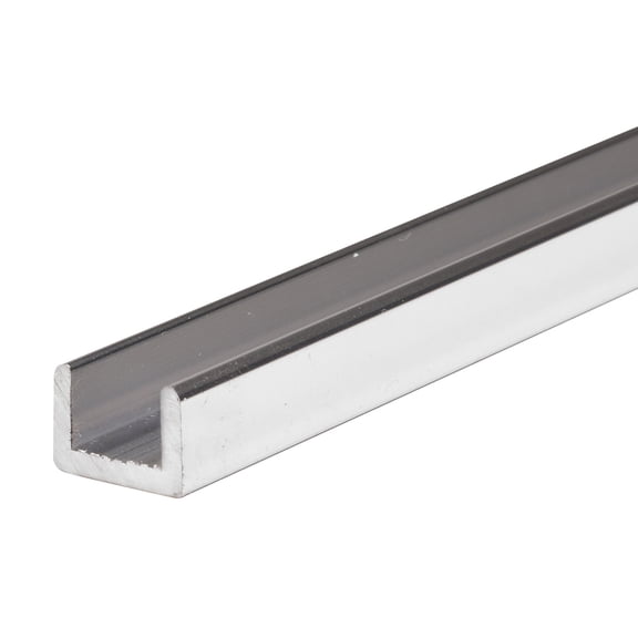 CRL SDCR38BA Brite Anodized Frameless Shower Door Aluminum Regular U-Channel for 3/8" Thick Glass - 95" Stock Length