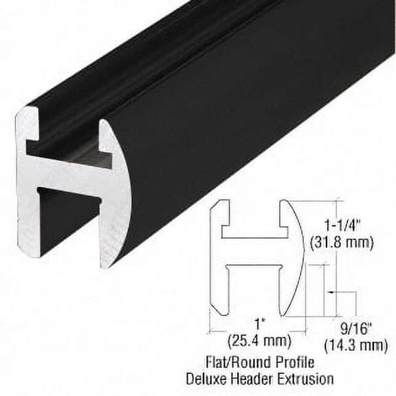 CRL SDH980BL Black Deluxe Shower Door Header Kit - 95"
