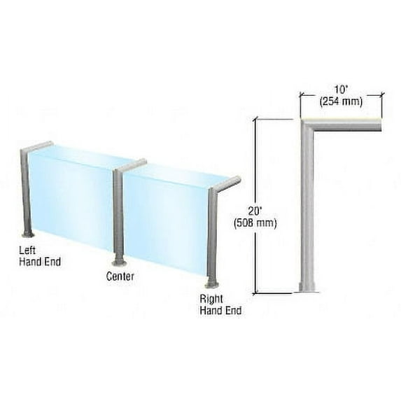 CRL SG950BS Brushed Stainless Elegant Series Glass on Front and Top Shelf Sneeze Guard - Center Post Only