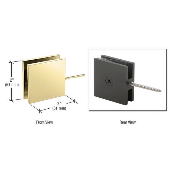CRL SGC186BR Polished Brass Square Wall Mount Movable Transom Clamp