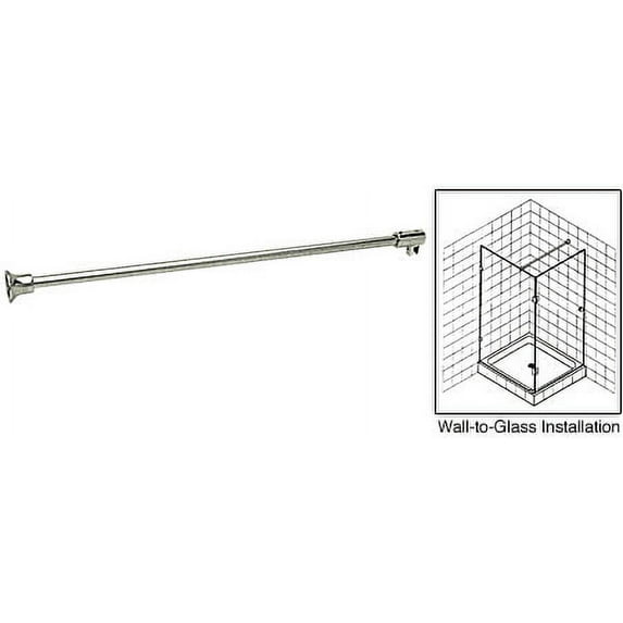 CRL SUP10BN51 Brushed Nickel 51" Frameless Shower Door Fixed Panel Wall-to-Glass Support Bar for 3/8" to 1/2" Thick Glass