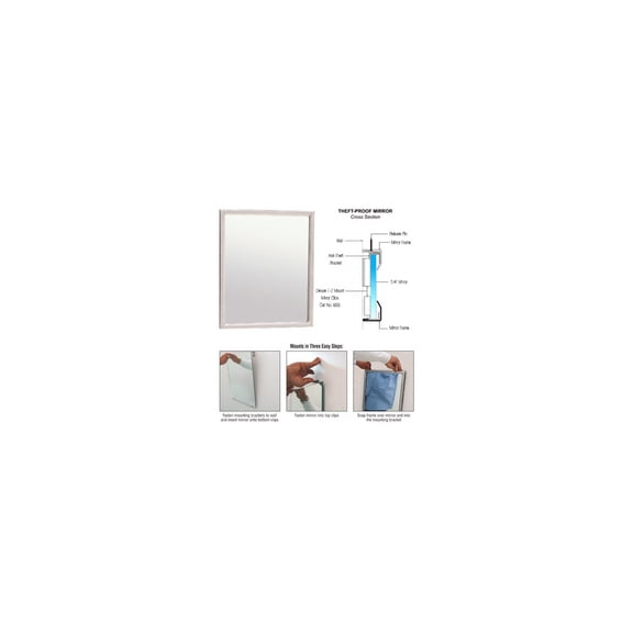 CRL TPM1624 16" x 24" Stainless Steel Theft-Proof Mirror Frame