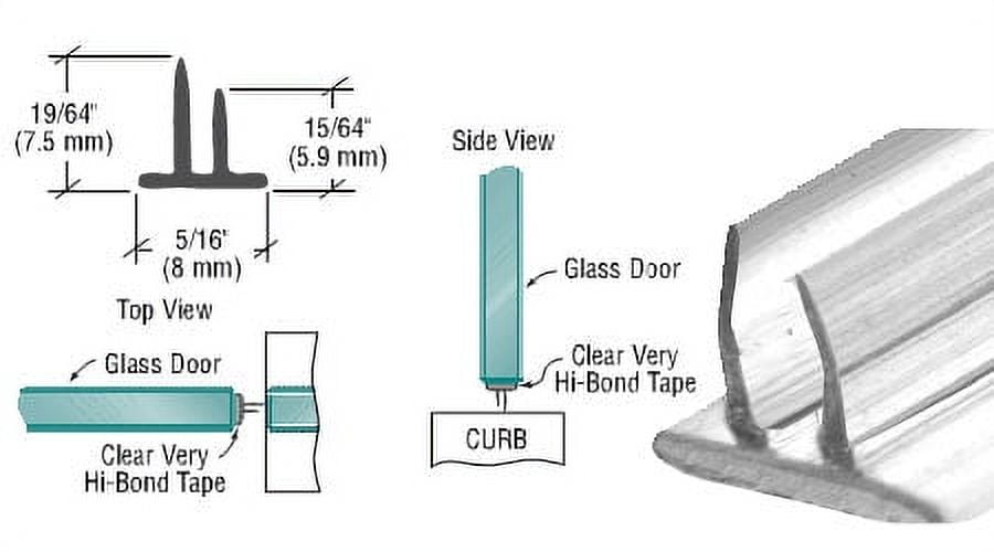 CRL Translucent Vinyl "Double Leg" Seal with Pre -Applied Tape for 5/16" Maximum Gap - 95 in long