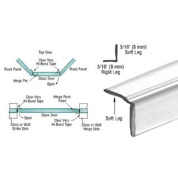 CRL Translucent Vinyl Edge "L" Seal for 5/16" Maximum Gap - 95 in long
