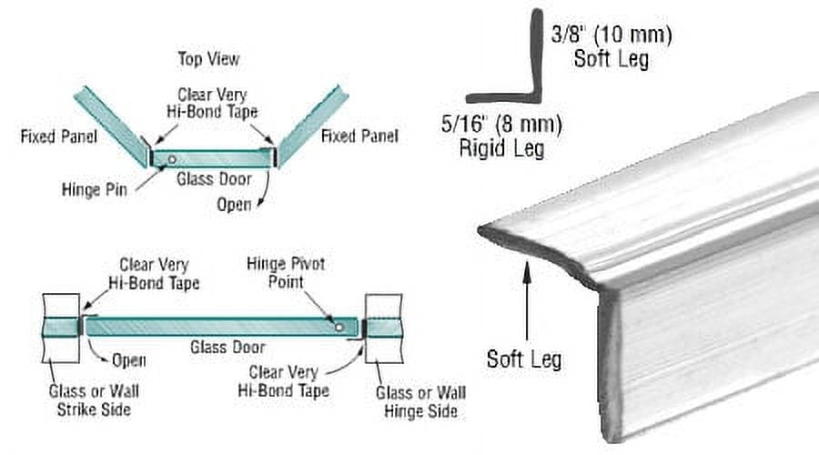CRL Translucent Vinyl Edge "L" Seal with Pre-Applied Tape for 3/8" Maximum Gap - 95 in long - Pack of 5