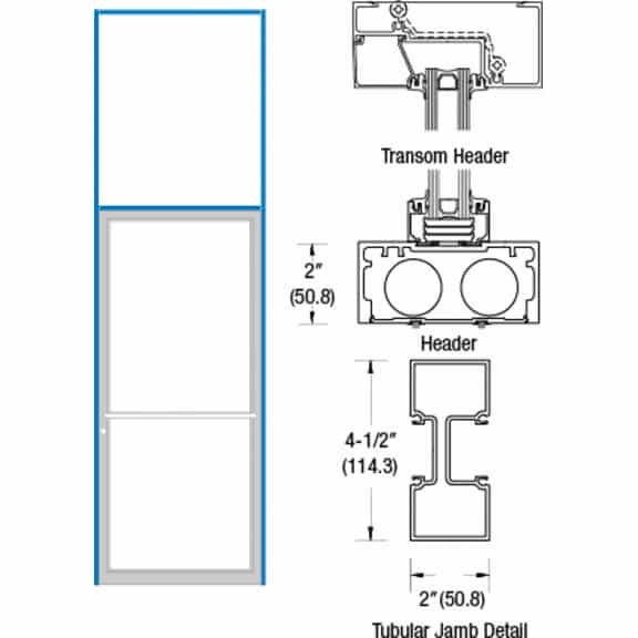 CRL-U.S. Aluminum Custom Size Class II Clear Anodized Series 451 Tubular Center Hung Transom Frame Complete (1FT)