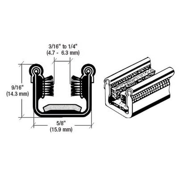CRL Y52660 Y526 Flexible Universal Channel with Pile and Felt Liner for 1948-1962 Models - 60" Length