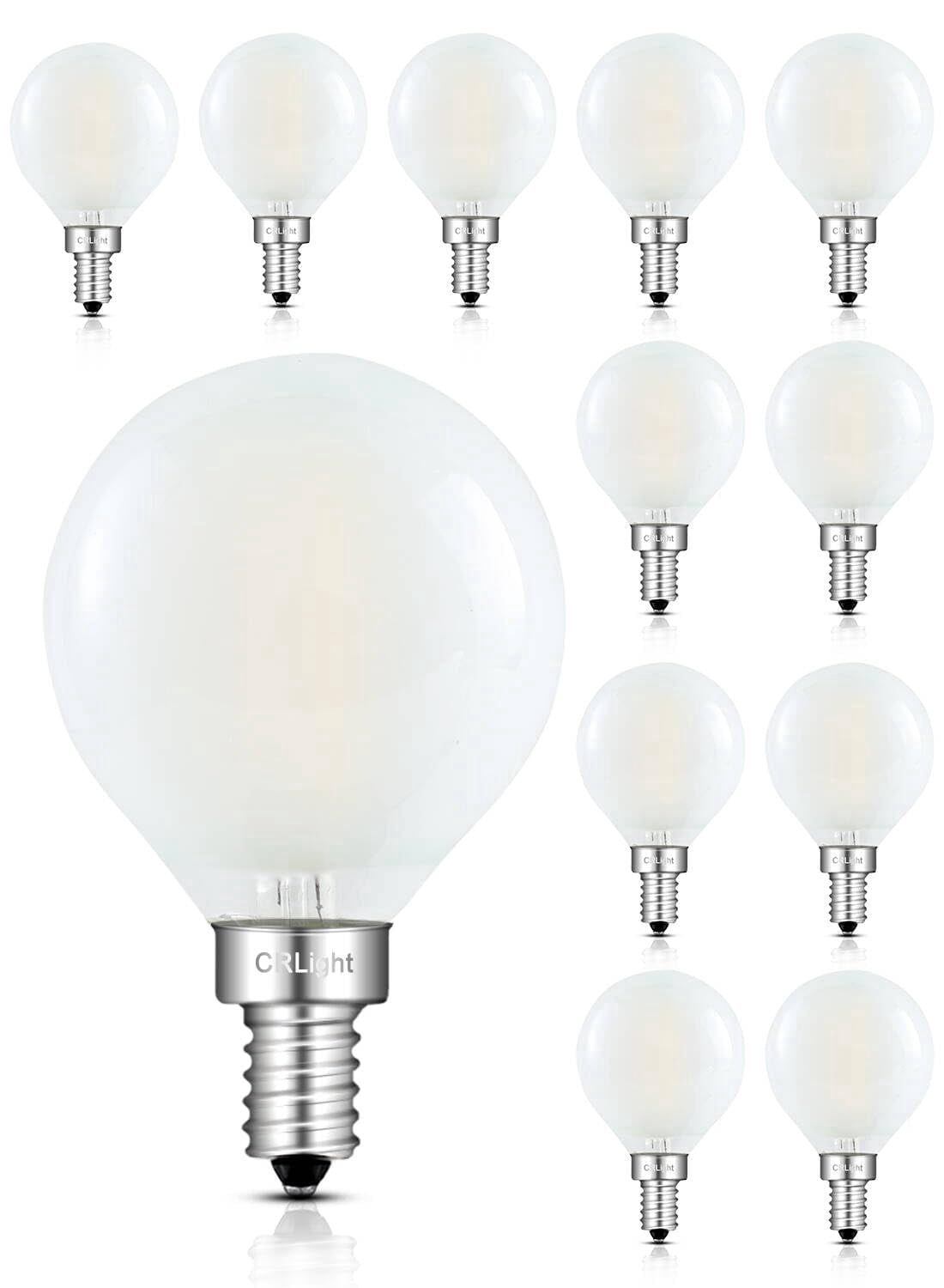 CRLight LED 2W (25W Equivalent) Neutral White E12 G50 Decorative Light Bulbs, 12 Pack