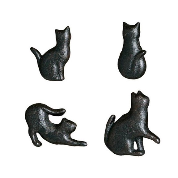 CRNGYEAM 4Pcs Cats Shape Knob Drawer Pulls Iron Furniture Handle for Cupboard Wardrobe