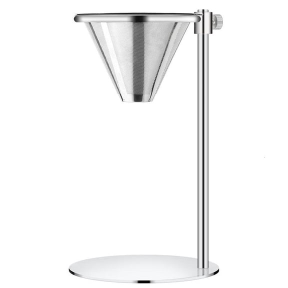 CRNGYEAM Adjustable Stainless Steel Pour Over Coffee Maker Station Stand with Reusable Double Filter Freestanding Drip Cone Brewer Directly into Mug Cup
