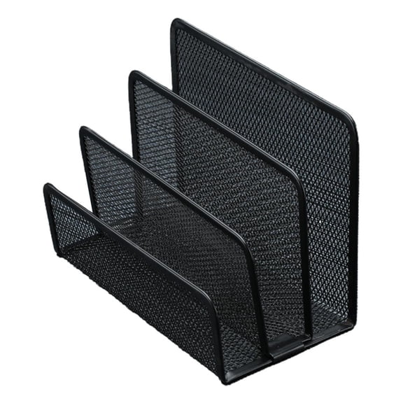 CRNGYEAM Black Mesh Desktop Letter File Holder Office Desk Organizer with 3 Compartments