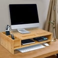 thumbnail image 1 of CRO Decor 2-Tier Bamboo Monitor Stand Computer with Adjustable Storage, 1 of 6