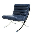 thumbnail image 1 of CRO Decor 29.3'' W Genuine Leather Accent Lounge Chair(Blue), 1 of 8