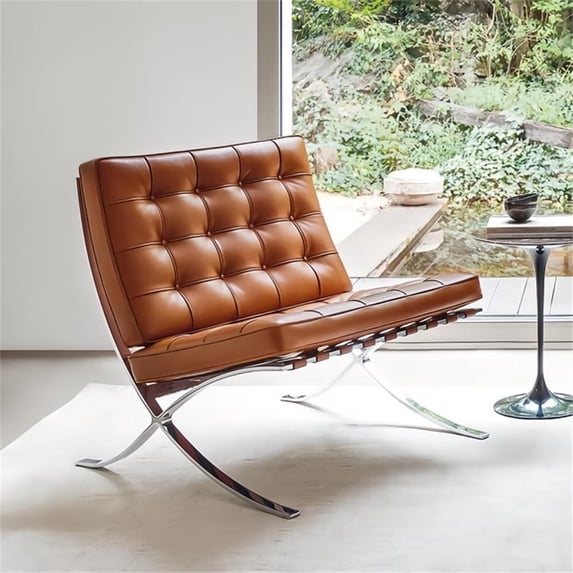 CRO Decor 30" Amber Leather Upholstered Decor Chair