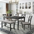 thumbnail image 1 of CRO Decor 6-Piece Kitchen Dining Table Set Wooden Rectangular Dining Table-Gray, 1 of 11