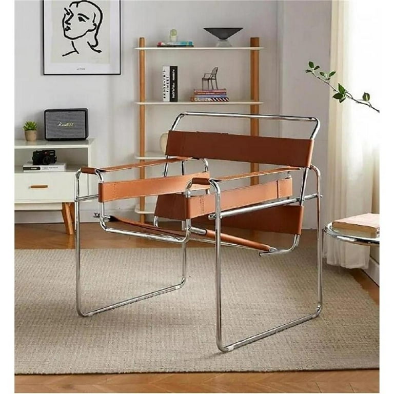 CRO Decor Amber recycled leather Club Steel Frame Armchair