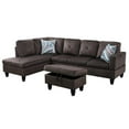 thumbnail image 1 of CRO Decor Espresso Flannel 3-Piece Couch Living Room Sofa Set, 1 of 9
