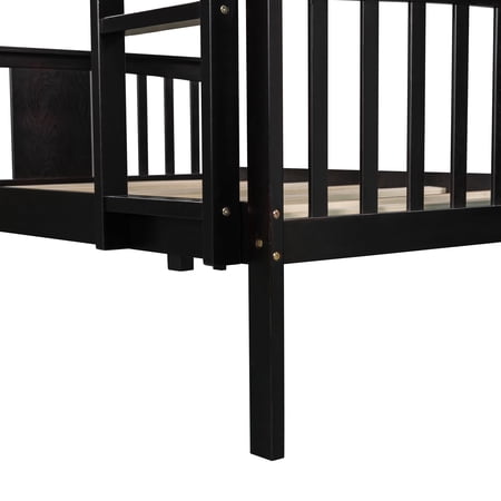CRO Decor Loft Bed with Desk and Shelf Space Saving Design-Twin (Black)
