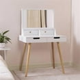 thumbnail image 1 of CRO Decor Maximilien Solid Wood 32'' Wide Vanity Table with Mirror-White, 1 of 15