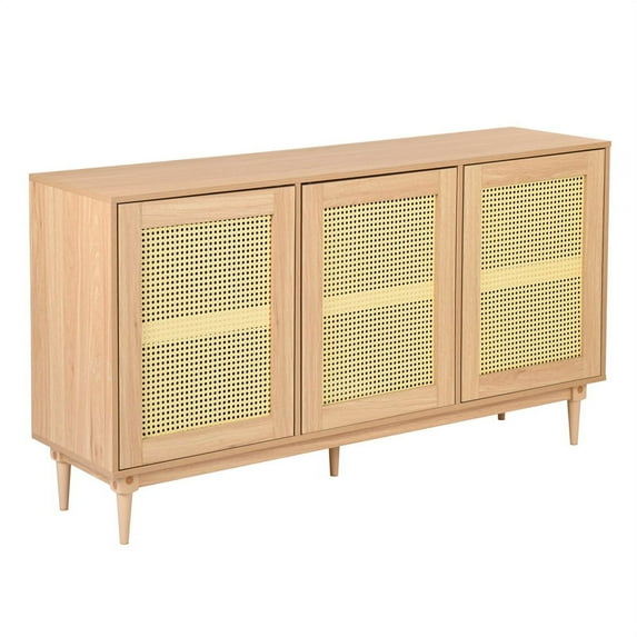 CRO Decor Oak Storage Cabinet With 3-Pannel Doors