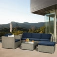 thumbnail image 1 of CRO Decor Outdoor Patio Furniture 6-Piece Brown PE Rattan Cushioned Sofa Sets, 1 of 14