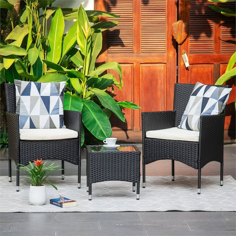 CRO Decor Patio Furniture Set Outdoor Chairs and Coffee Table PE