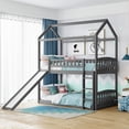 thumbnail image 1 of CRO Decor Twin Over Twin Bunk Bed with Slide House Bed with Slide (Gray), 1 of 10
