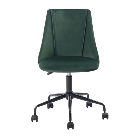 CRO Decor Velvet Fabric Swivel Task Chair with Adjust able Height in Green
