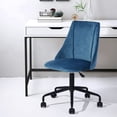 thumbnail image 1 of CRO Decor Velvet Fabric Swivel Task Chair with Adjustable Height in Blue, 1 of 9