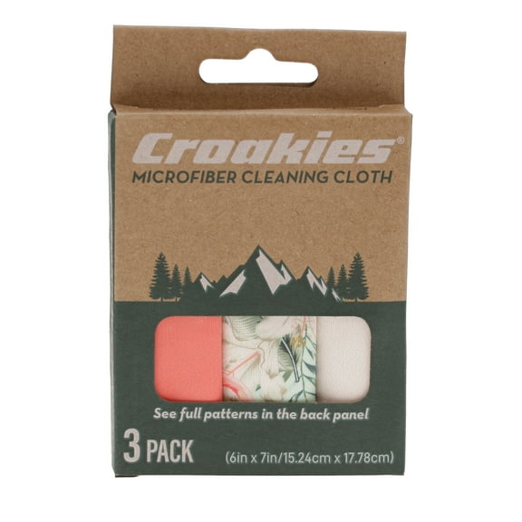 Croakies Tripack Microfiber Cloths in Flamingo Pattern for Eyeglasses, Screens, and Camera Lenses