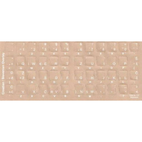 Croatian Keyboard Stickers – White Characters for Black Keyboards