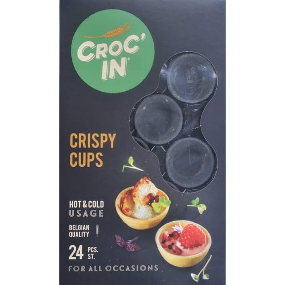 CROC'IN - Black Tartlet Shells - Edible Appetizer Or Dessert Cups - Mini Pastry Cases - Artisanal & Vegan Confection - 24 Pieces