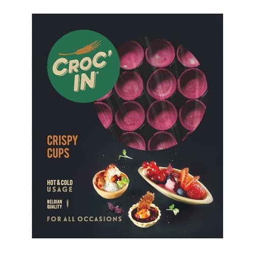 CROC'IN - Fuschia Tartlet Shells - Edible Appetizer Or Dessert Cups - Mini Pastry Cases - Artisanal & Vegan Confection - 60 Pieces