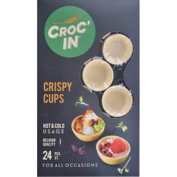 CROC'IN - Neutral Tartlet Shells - Edible Appetizer Or Dessert Cups - Mini Pastry Cases - Artisanal & Vegan Confection - 24 Pieces