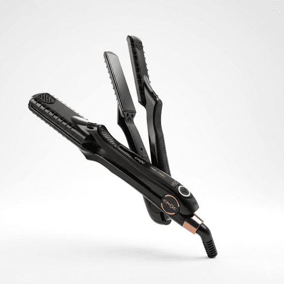 CROC Master Black Titanium Flat Iron 1.5" Professional Hair Straightener, Digital Temperature Control 280F450F, Keratin Treatment Styling Iron, Anti-Static Plates, Dual Voltage,