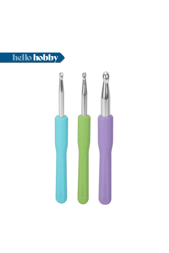 Ergonomic Crochet Hooks, Sizes J, K, and N, 3-Piece Set