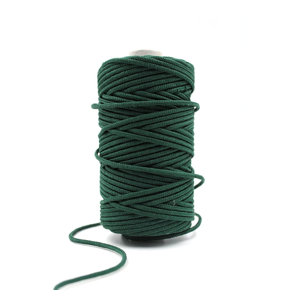 CROCHETA Army Green Macrame Braided Cord 2.5mm x 109yards, Colored Macrame Rope, Braided Macrame Yarn, Colorful Cotton Craft Cord for Wall Hanging, Plant Hangers, Crafts, Knitting