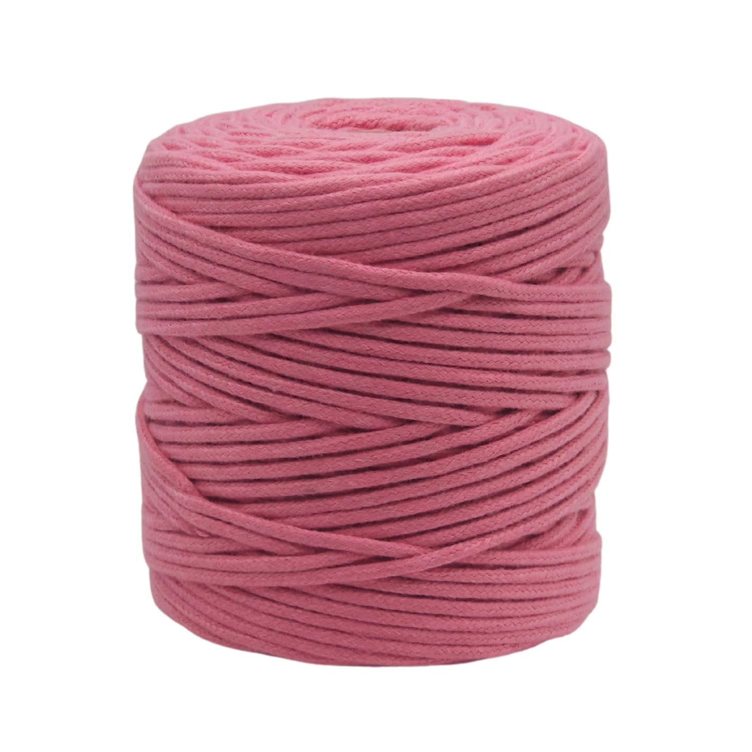 CROCHETA Bubble Gum Macrame Braided Cord 4mm x 54yards, Colored Macrame Rope, Braided Macrame Yarn, Colorful Cotton Craft Cord for Wall Hanging, Plant Hangers, Crafts, Knitting