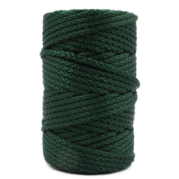 CROCHETA Dark Green Knitted Macrame Silky Cord 5mm x 109yards, Colored Macrame Rope, Knitted Polyester Rope Macrame Yarn, Colorful Cotton Craft Cord for Wall Hanging, Crafts, Knitting
