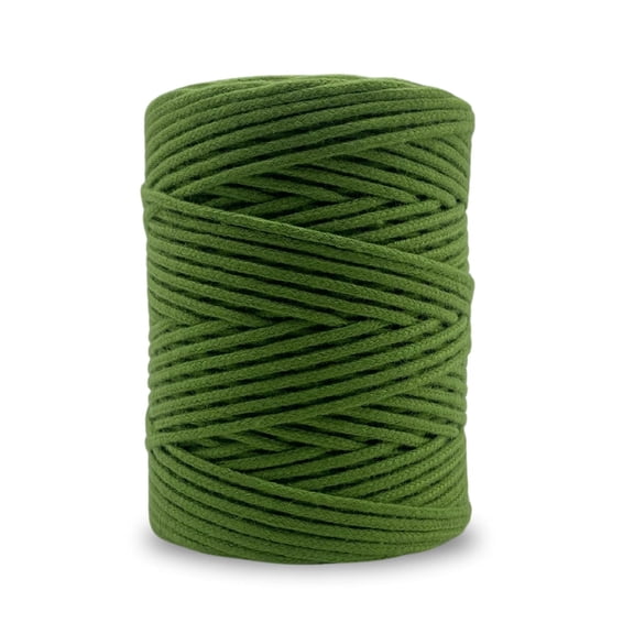 CROCHETA Green Macrame Braided Cord 2.5mm x 109yards, Colored Macrame Rope, Braided Macrame Yarn, Colorful Cotton Craft Cord for Wall Hanging, Plant Hangers, Crafts, Knitting