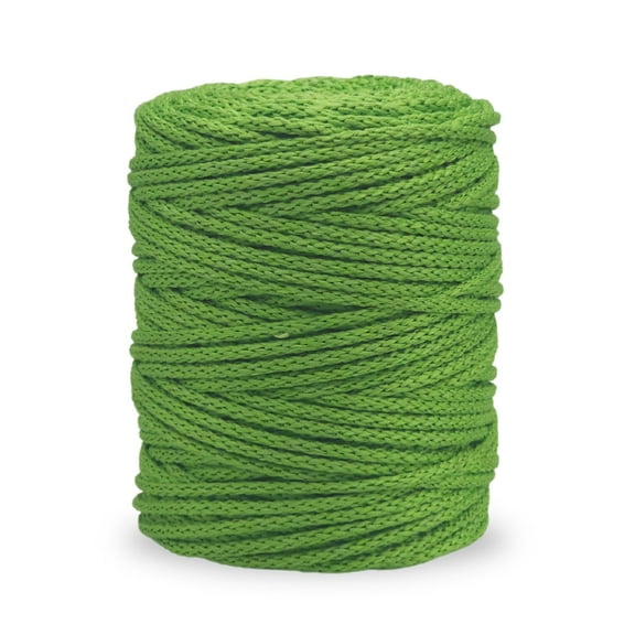 CROCHETA Leaf Green Knitted Macrame Silky Cord 5mm x 54yards, Colored Macrame Rope, Knitted Polyester Rope Macrame Yarn, Colorful Cotton Craft Cord for Wall Hanging, Crafts, Knitting